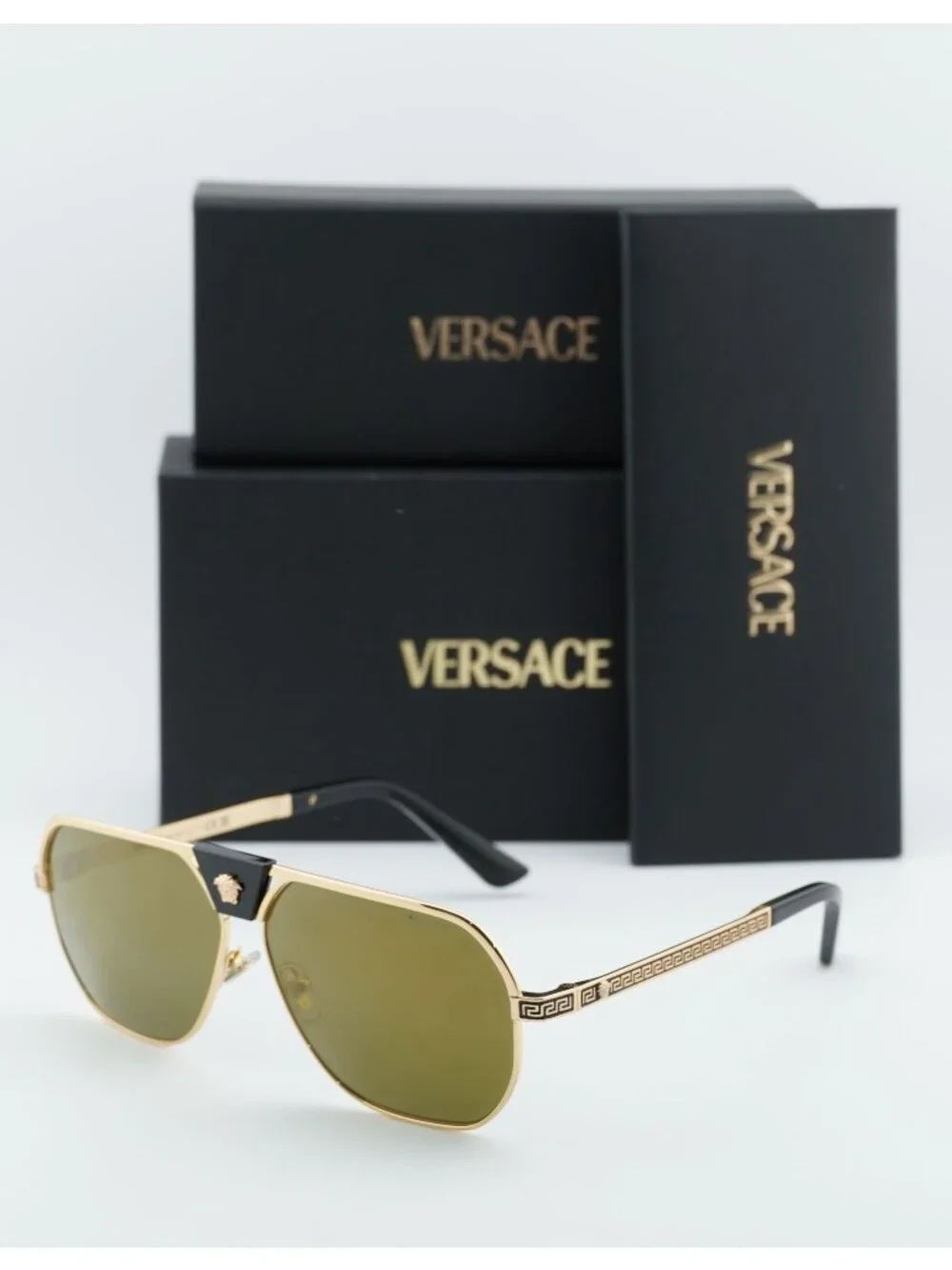 Versace VE2294 10025A Aviator Sunglasses – Gold / Brown